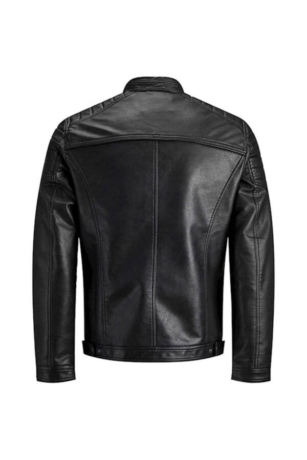 Erkek Deri Mont Ve Ceket - BLACK/PU - 4