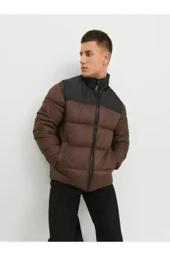 Jack Jones Jjetoby Puffer Collar Sn Erkak Jigarrang Mont 12235860-15-Jigarrang - 4