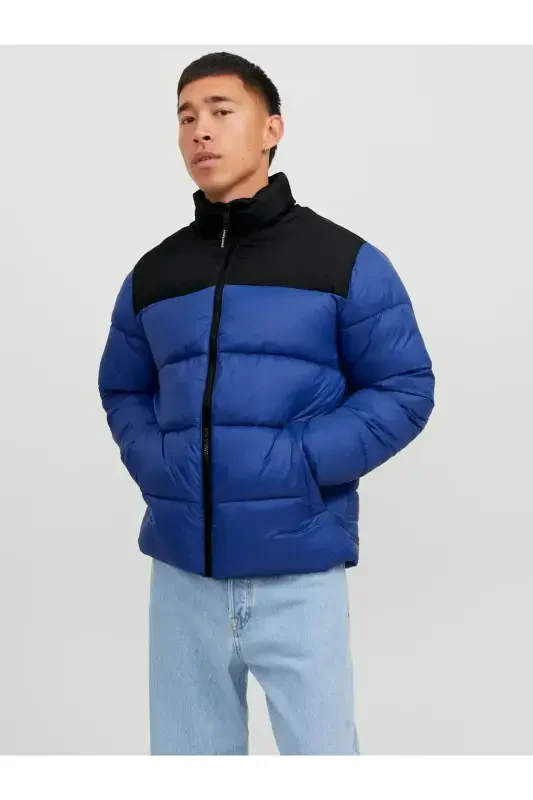 Jack Jones Jjetoby Puffer Collar Sn Erkak Moviy Mont 12235860-07-Moviy - MODAZONE