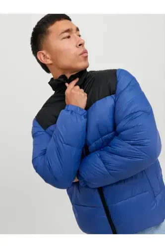 Jack Jones Jjetoby Puffer Collar Sn Erkak Moviy Mont 12235860-07-Moviy - 4