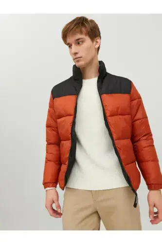 Jack Jones Jjetoby Puffer Collar Sn Erkek Bordo Mont 12235860-18-Bordo - JACK & JONES (1)