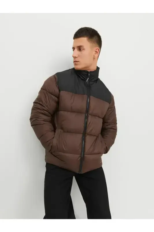 Jack Jones Jjetoby Puffer Collar Sn Erkek Kahverengi Mont 12235860-15-Kahverengi - 4
