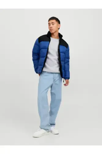 Jack Jones Jjetoby Puffer Collar Sn Erkek Mavi Mont 12235860-07-Mavi - MODAZONE (1)