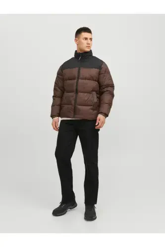 Jack Jones Jjetoby Puffer Collar Sn Erkek Kahverengi Mont 12235860-15-Kahverengi - JACK & JONES (1)