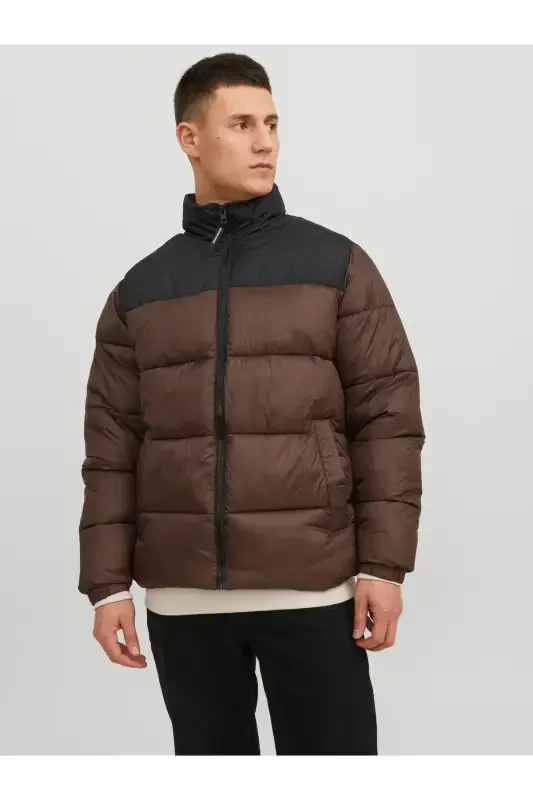 Jack Jones Jjetoby Puffer Collar Sn Erkek Kahverengi Mont 12235860-15-Kahverengi - 1