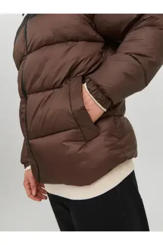 Jack Jones Jjetoby Puffer Collar Sn Erkek Kahverengi Mont 12235860-15-Kahverengi - 5