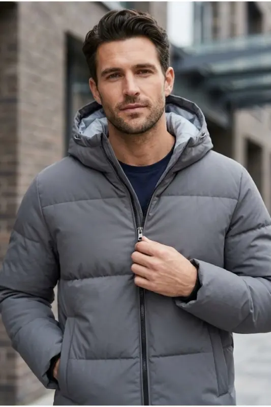 Jack Jones JJGALAXY PUFFER JACKET Erkek Outdoor Montu 12303930-ASPHALT Gri - JJJ-07 - 1