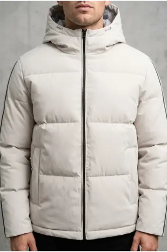 Jack Jones JJGALAXY PUFFER JACKET Erkek Outdoor Montu 12303930-MOONBEAM Beyaz - JJJ-09 - 1