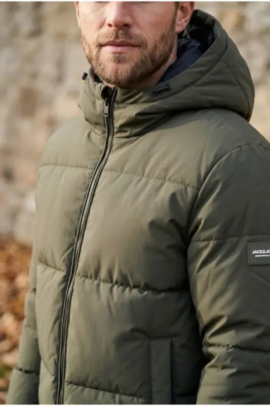 Jack Jones JJGALAXY PUFFER JACKET Erkek Outdoor Montu 12303930-ROSIN Sarı - JJJ-010 - 1