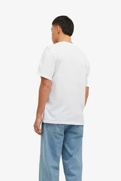 Jack Jones Jorbeachbone Erkaklar Oq Tişört - JACK & JONES (1)