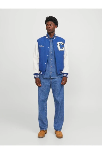 Jack Jones Jorcollege Wool Blend Bomber Men's Blue Jacket - JACK & JONES (1)