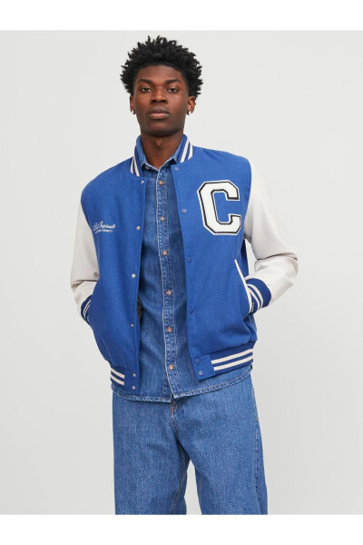Jack Jones Jorcollege Wool Blend Bomber Noos Erkek Mavi Ceket 12241559-07 - Mavi - JACK & JONES
