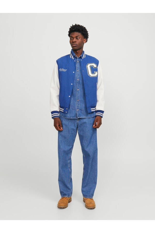 Jack Jones Jorcollege Wool Blend Bomber Noos Erkek Mavi Ceket 12241559-07 - Mavi - 2