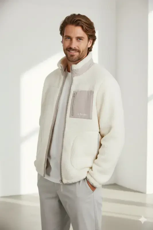 Jack Jones Jorvesterbro Teddy Jacket, Men's Beige Jacket, 12260450-06 - 5