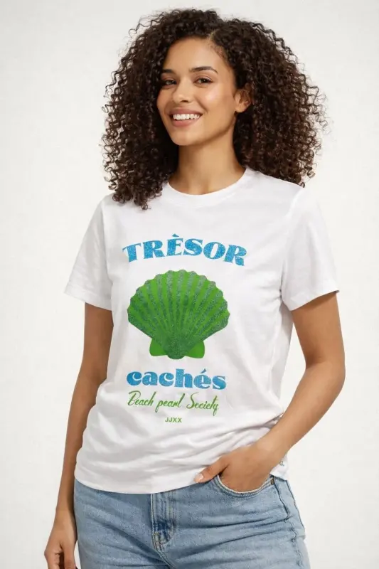 Jack Jones Jxsally Reg Oneck Ss Tee Jrs Kadin Beyaz Tshirt 12227968-01 - Beyaz1 - 2