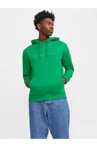Jack Jones Kabartmalı Yeşil Kapüsonlu Sweatshirt Hood Noos 12233972 - YEŞİL - JACK & JONES (1)