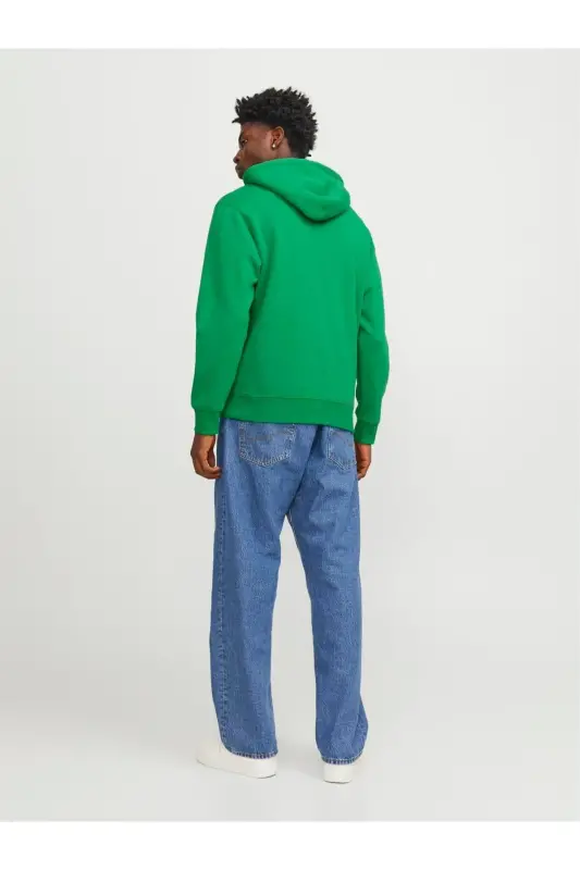 Jack Jones Kabartmalı Yeşil Kapüsonlu Sweatshirt Hood Noos 12233972-YEŞİL - 5
