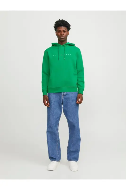 Jack Jones Kabartmalı Yeşil Kapüsonlu Sweatshirt Hood Noos 12233972-YEŞİL - 6