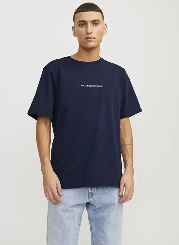 Jack & Jones Круглый Вырез Темно-синий Мужской Футболка RDDODIS TEE S/S CREW NECK SN - 8