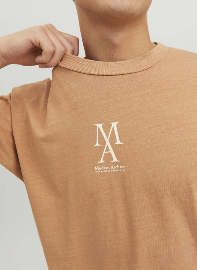 Jack & Jones Krujka Yaka Oddiy Somon Erkaklar T-Shirt - 1