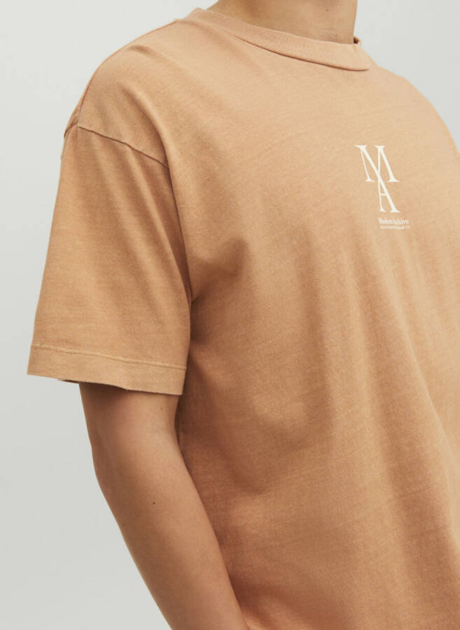 Jack & Jones Krujka Yaka Oddiy Somon Erkaklar T-Shirt - 3