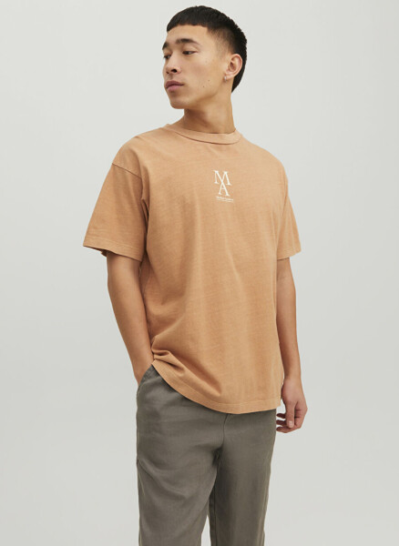 Jack & Jones Krujka Yaka Oddiy Somon Erkaklar T-Shirt - 7