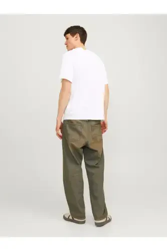 Jack Jones Logo Erkek Tişört Beyaz-Beyaz - 4