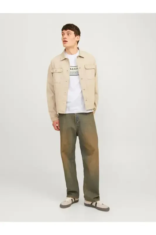 Jack Jones Logo Erkek Tişört Beyaz-Beyaz - 5