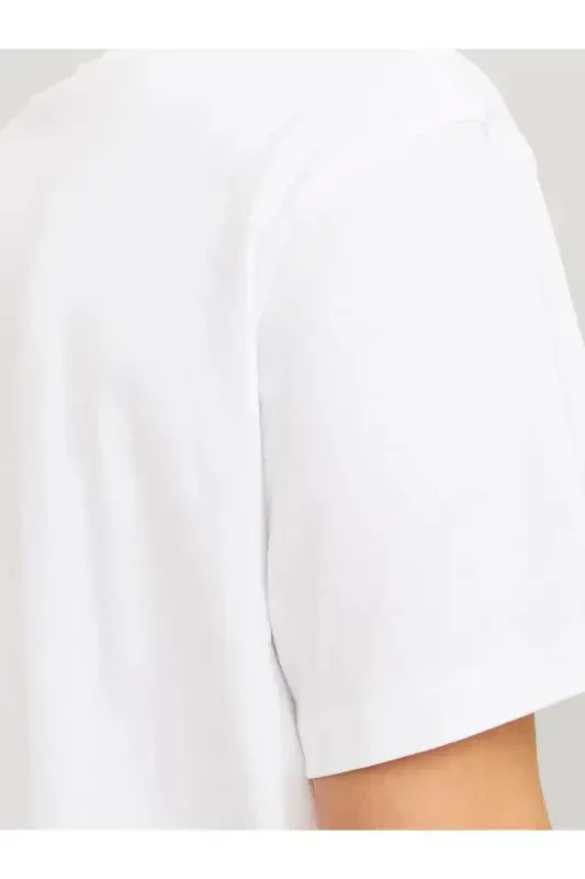 Jack Jones Logo Мужская Футболка Белая-Белая - 7