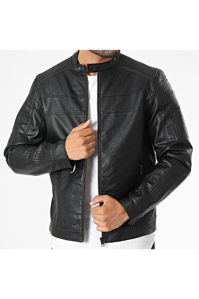 Jack & Jones Men's Coreed Pu Leather Jacket - Black - 1