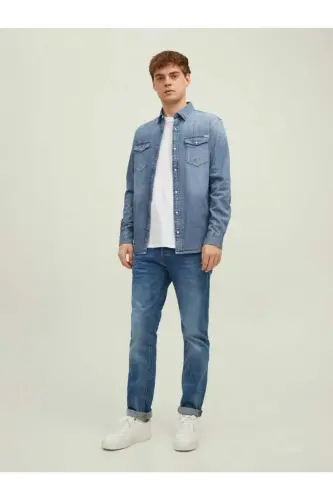 Jack Jones Men's Denim Shirt, Jjesherı 12138115 - 2
