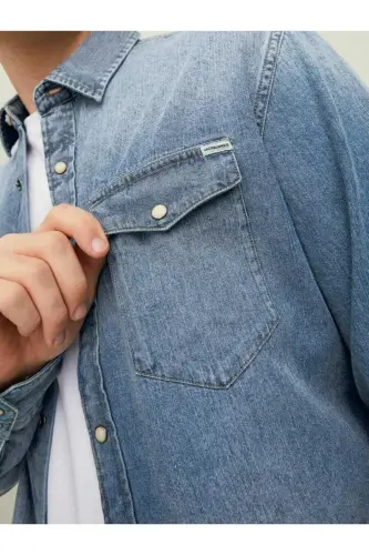 Jack Jones Men's Denim Shirt, Jjesherı 12138115 - 5