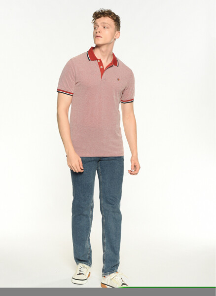 Jack & Jones Men's Plain Dark Red Polo T-Shirt - 2