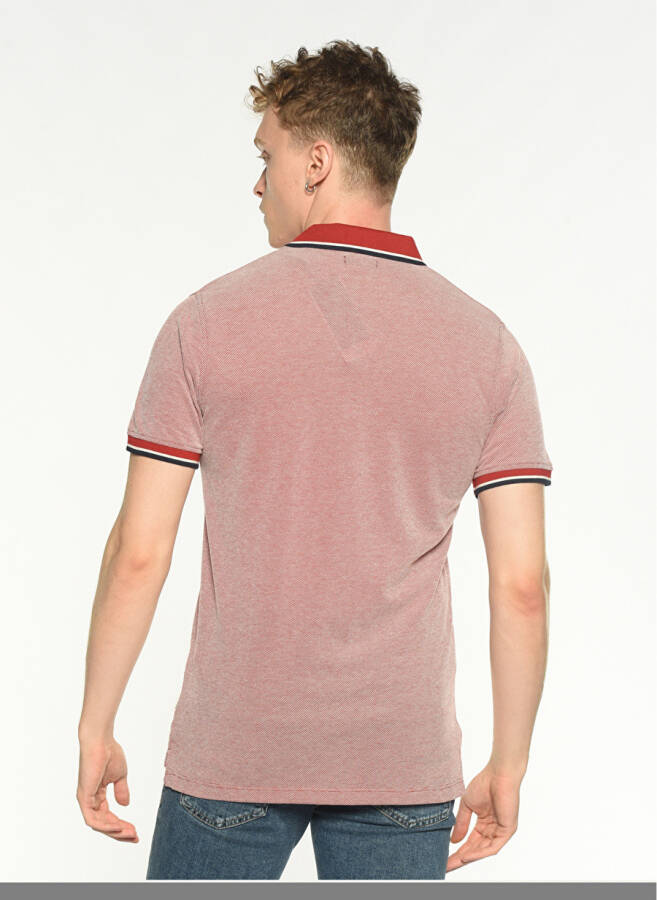 Jack & Jones Men's Plain Dark Red Polo T-Shirt - 3