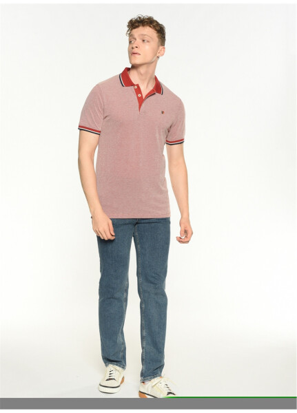 Jack & Jones Men's Plain Dark Red Polo T-Shirt - 7