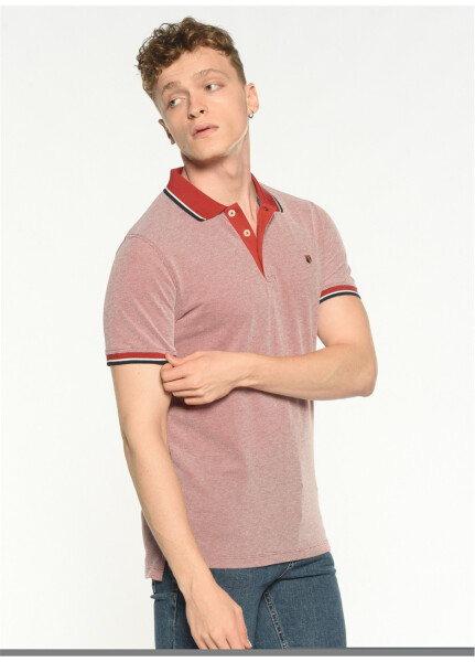 Jack & Jones Men's Plain Dark Red Polo T-Shirt - 9