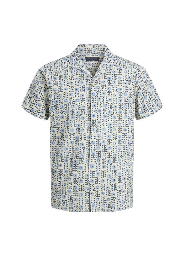 Jack & Jones Men's Shirt, Blue Pattern, 12234367_JPRBLULANDON PRINT RESORT - 11