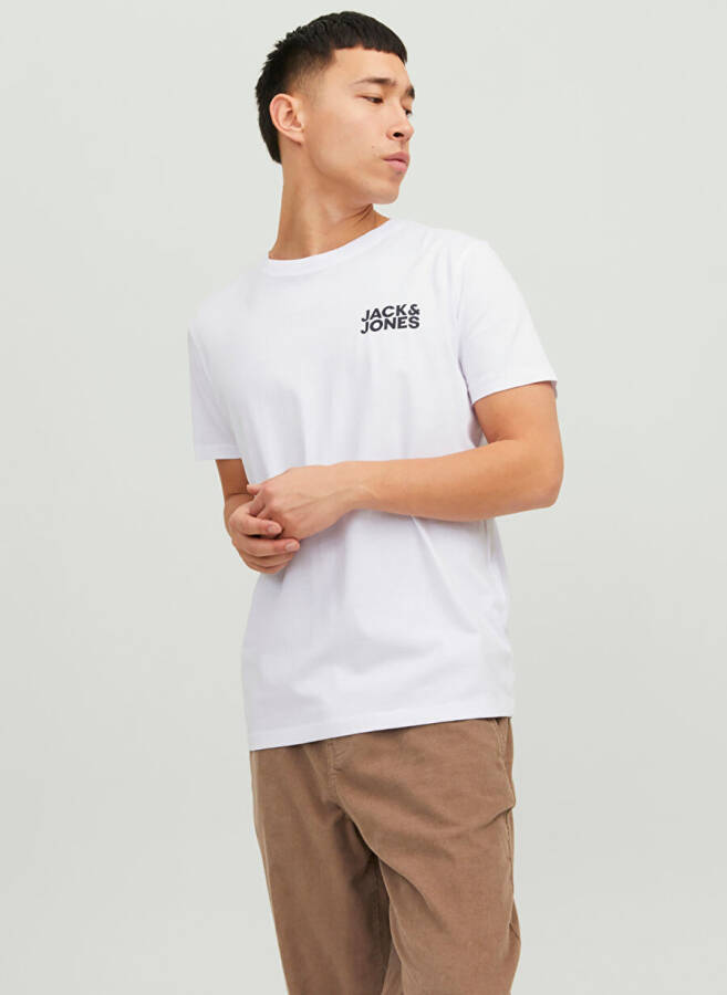 Jack & Jones Men's White Round Neck T-Shirt - 7