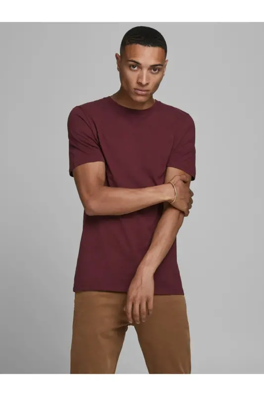 Jack Jones Organıc Basıc Tişört 12156101-Bordo - JACK & JONES
