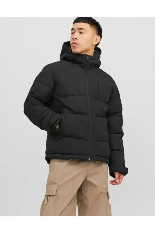 Jack Jones Otto Puffer Erkak Mont-Black - JACK & JONES