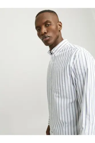 Jack Jones Oxford Erkek Gömlek 12182486-Ensign Blue - 5