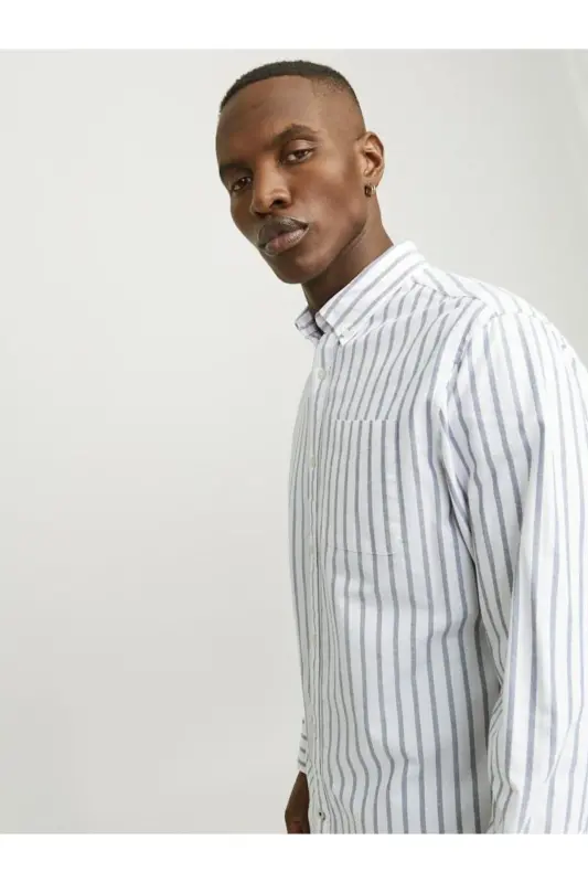 Jack Jones Oxford Erkek Gömlek 12182486-Ensign Blue - 6