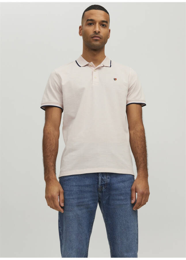 Jack & Jones Plain Ecru Polo Collar Men's T-Shirt - 11