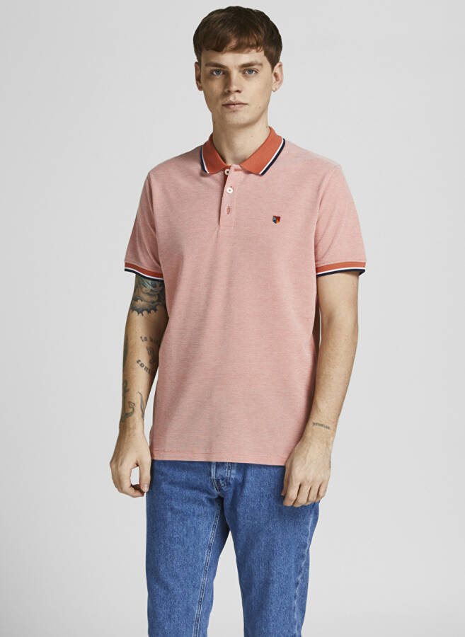 Jack & Jones Plain Light Orange Men's Polo T-Shirt - 1