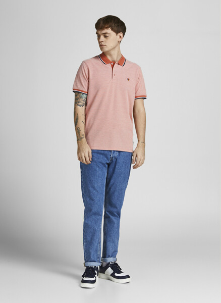 Jack & Jones Plain Light Orange Men's Polo T-Shirt - 2