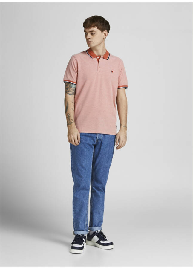 Jack & Jones Plain Light Orange Men's Polo T-Shirt - 9