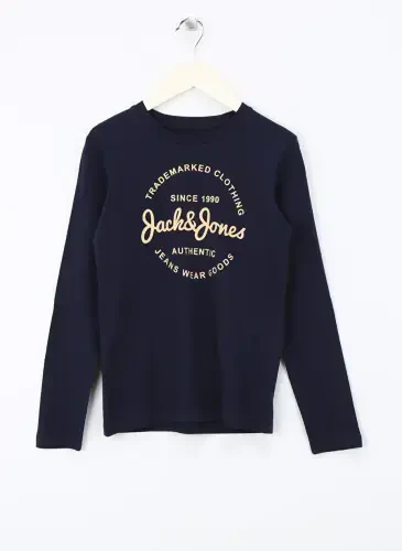 Jack & Jones Printed Navy Blue Boy's T-Shirt JJFOREST TEE LS CREW NECK JNR - 1