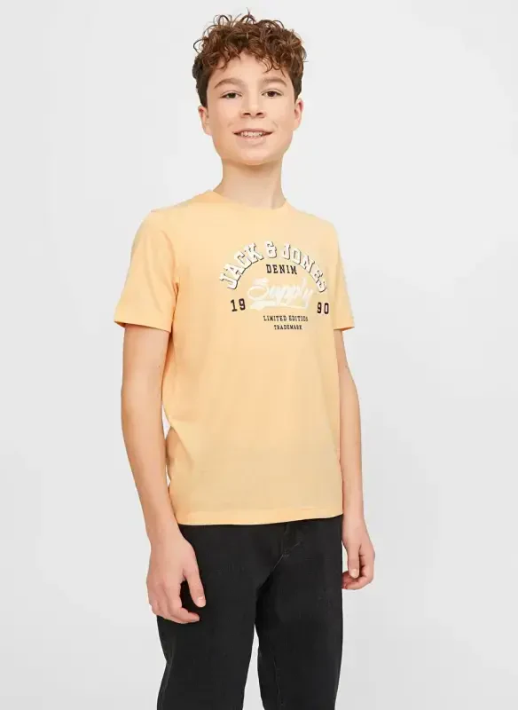 Jack & Jones Printed Salmon Men's T-Shirt JJELOGO TEE SS NECK 2 COL 23/24 NOO - JACK & JONES