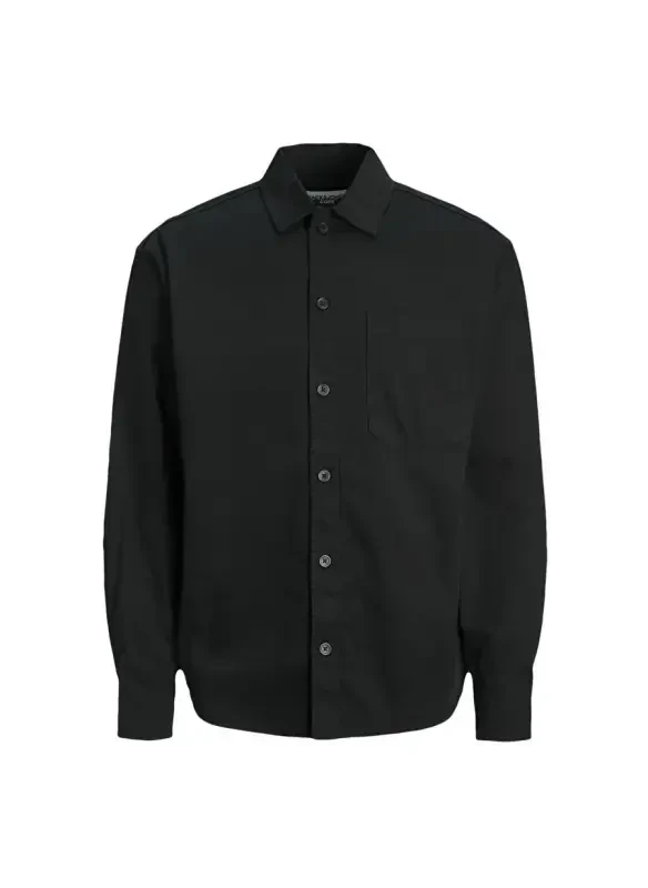 Jack & Jones Relaxed Черная Мужская Рубашка JCOCOLLECTIVE ZAC OVERSHIRT LS SN - JACK & JONES