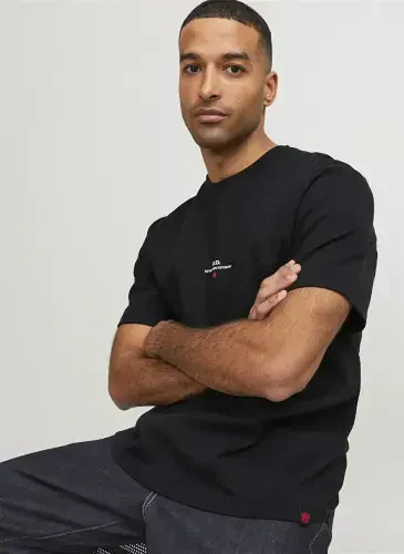 Jack & Jones Round Neck Black Men's T-Shirt RDDLUCA TEE S/S CREW NECK NOOS - 3